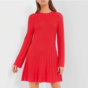Tuckernuck Pomander Place Red Adi‎ Knit Mini Dress bell sleeve size large nwt